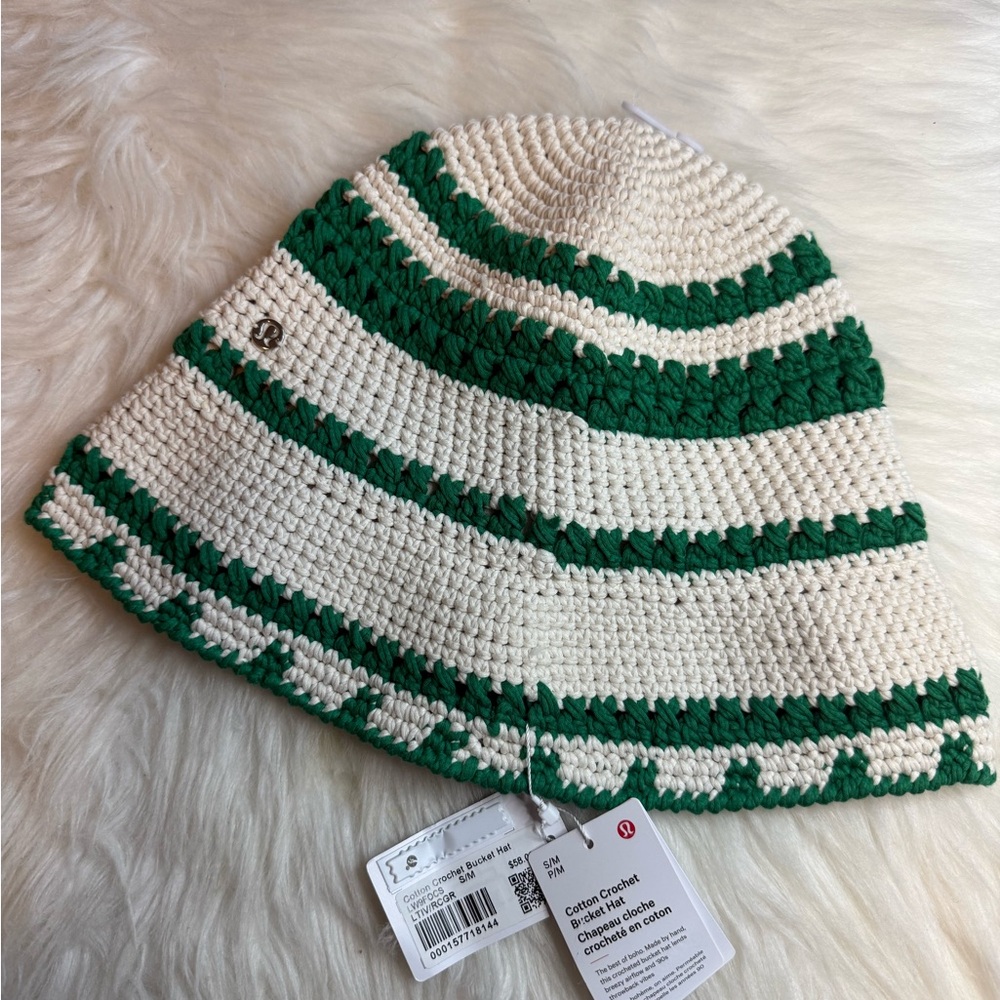 Lululemon Cotton Crochet Bucket Hat Size S/M LTIV/RCGR New